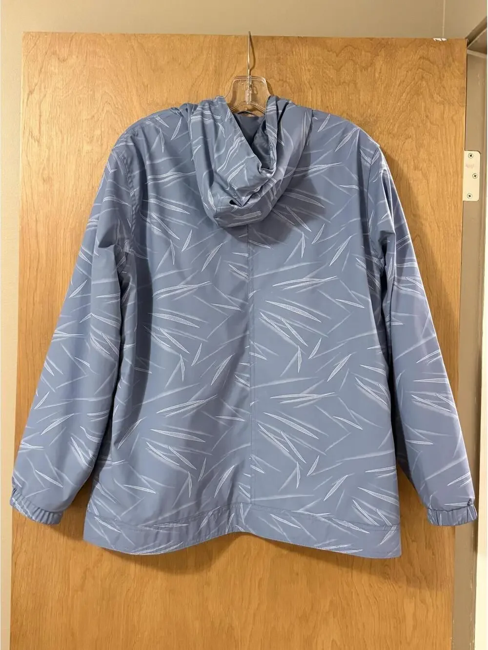 Weatherproof Vintage Blue Leaf Print Hooded Rain Jacket‎ Women's Size L EUC - Picture 2 of 9